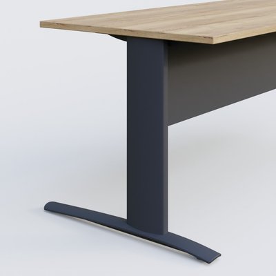 [Pas de famille] - [Pas de sous famille] - K1 Plateau droit 180x80 avec voile de fond métal. Plateau Chêne naturel et pietement Anthracite