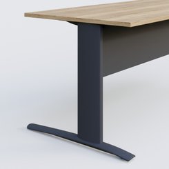 [Pas de famille] - [Pas de sous famille] - K1 Plateau droit 180x80 avec voile de fond métal. Plateau Chêne naturel et pietement Anthracite