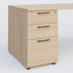[Pas de famille] - [Pas de sous famille] - K1 Plateau droit 140x80 avec caisson porteur sous plateau mélamine à gauche. Plateau Hêtre et pietement Anthracite