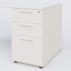 [Pas de famille] - [Pas de sous famille] - K1 Plateau droit 160x80 avec caisson porteur sous plateau mélamine à droite. Plateau Blanc et pietement Blanc