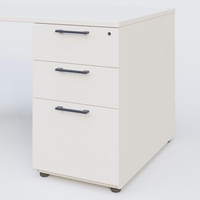 [Pas de famille] - [Pas de sous famille] - K1 Plateau droit 180x80 avec caisson porteur sous plateau mélamine à droite. Plateau Blanc et pietement Anthracite