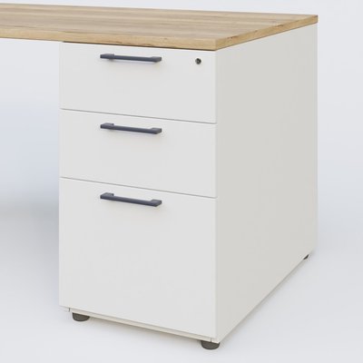 [Pas de famille] - [Pas de sous famille] - K1 Plateau droit 180x80 avec caisson porteur sous plateau mélamine à droite. Plateau Chêne naturel et pietement Anthracite
