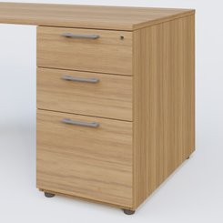 [Pas de famille] - [Pas de sous famille] - K1 Plateau droit 180x80 avec caisson porteur sous plateau mélamine à droite. Plateau Noyer et pietement Aluminium