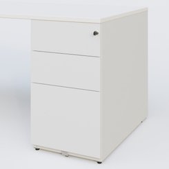 [Pas de famille] - [Pas de sous famille] - K1 Plateau droit 140x80 avec caisson métal porteur sous plateau à droite. Plateau Blanc et pietement Blanc