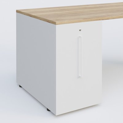 [Pas de famille] - [Pas de sous famille] - K1 Plateau droit 180x80 avec tour de rangement sous plateau à gauche. Plateau Chêne naturel et pietement Aluminium