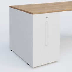 [Pas de famille] - [Pas de sous famille] - K1 Plateau droit 180x80 avec tour de rangement sous plateau à gauche. Plateau Noyer et pietement Aluminium