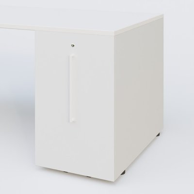 [Pas de famille] - [Pas de sous famille] - K1 Plateau droit 180x80 avec tour de rangement sous plateau à droite. Plateau Blanc et pietement Blanc