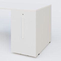 [Pas de famille] - [Pas de sous famille] - K1 Plateau droit 180x80 avec tour de rangement sous plateau à droite. Plateau Blanc et pietement Blanc