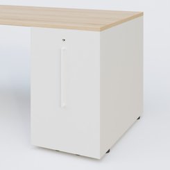 [Pas de famille] - [Pas de sous famille] - K1 Plateau droit 180x80 avec tour de rangement sous plateau à droite. Plateau Hêtre et pietement Blanc