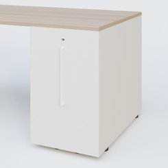 [Pas de famille] - [Pas de sous famille] - K1 Plateau droit 180x80 avec tour de rangement sous plateau à droite. Plateau Acacia et pietement Aluminium