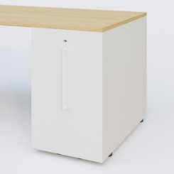 [Pas de famille] - [Pas de sous famille] - K1 Plateau droit 180x80 avec tour de rangement sous plateau à droite. Plateau Chêne clair et pietement Aluminium