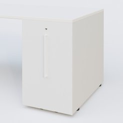 [Pas de famille] - [Pas de sous famille] - K1 Plateau droit 180x80 avec tour de rangement sous plateau à droite. Plateau Blanc et pietement Anthracite
