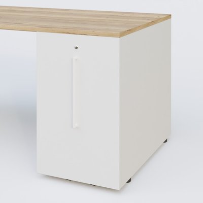 [Pas de famille] - [Pas de sous famille] - K1 Plateau droit 180x80 avec tour de rangement sous plateau à droite. Plateau Chêne naturel et pietement Aluminium