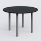 Table ronde diametre 120 cm avec quatres pieds fixes. Plateau Noir Mat et pietement Aluminium