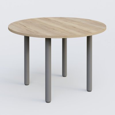 [Pas de famille] - [Pas de sous famille] - Table ronde diametre 110 cm avec quatres pieds fixes. Plateau Chêne naturel et pietement Aluminium