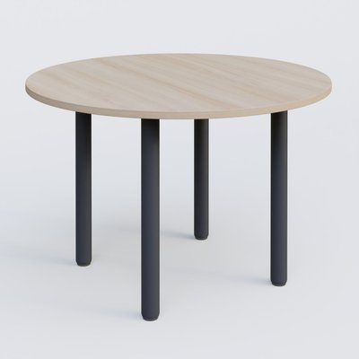 [Pas de famille] - [Pas de sous famille] - Table ronde diametre 110 cm avec quatres pieds fixes. Plateau Acacia et pietement Anthracite
