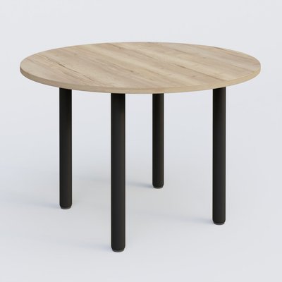 [Pas de famille] - [Pas de sous famille] - Table ronde diametre 110 cm avec quatres pieds fixes. Plateau Chêne naturel et pietement Noir Mat
