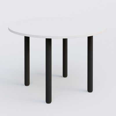 [Pas de famille] - [Pas de sous famille] - Table ronde diametre 120 cm avec quatres pieds fixes. Plateau Blanc et pietement Noir Mat