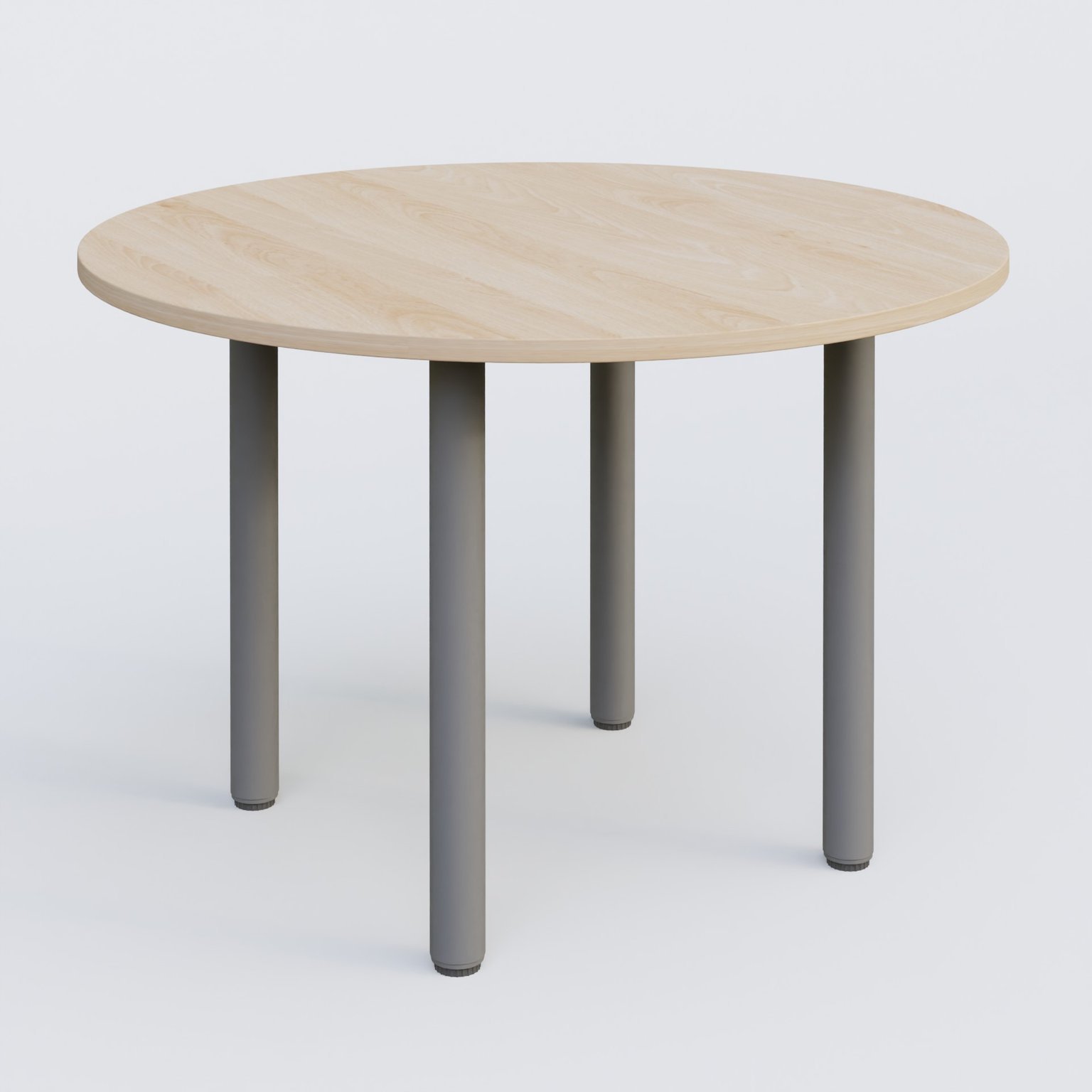 Table ronde diametre 120 cm avec quatres pieds fixes. Plateau Hêtre et pietement Aluminium