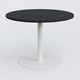 Table ronde diametre 120 cm avec pieds colonne centrale. Plateau Noir Mat et pietement Blanc