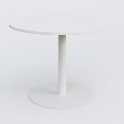 TABLES DE REUNION - Ronde - Table ronde diametre 110 cm avec pieds colonne centrale. Plateau Blanc et pietement Blanc