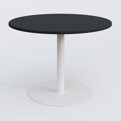 [Pas de famille] - [Pas de sous famille] - Table ronde diametre 110 cm avec pieds colonne centrale. Plateau Noir Mat et pietement Blanc