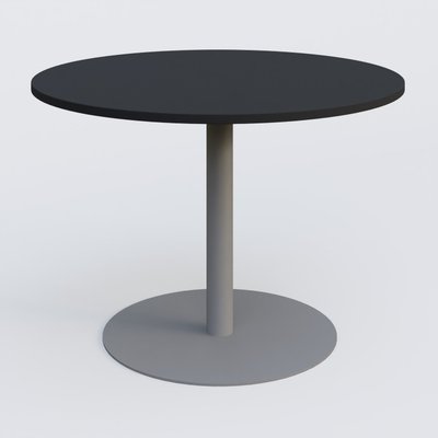 [Pas de famille] - [Pas de sous famille] - Table ronde diametre 110 cm avec pieds colonne centrale. Plateau Noir Mat et pietement Aluminium