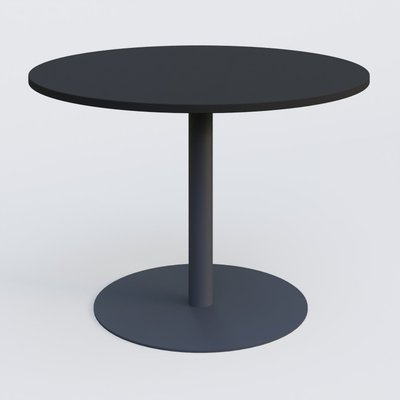 [Pas de famille] - [Pas de sous famille] - Table ronde diametre 110 cm avec pieds colonne centrale. Plateau Noir Mat et pietement Anthracite