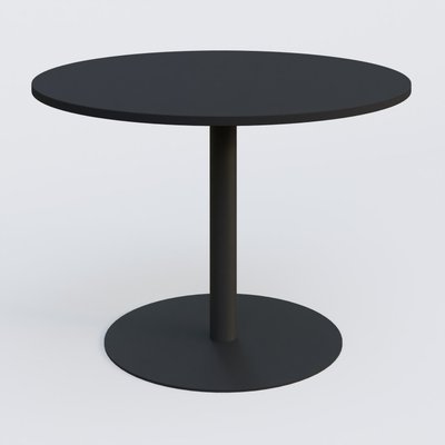 [Pas de famille] - [Pas de sous famille] - Table ronde diametre 110 cm avec pieds colonne centrale. Plateau Noir Mat et pietement Noir Mat