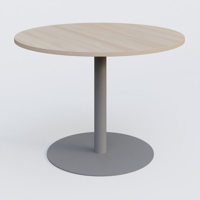 TABLES DE REUNION - Ronde - Table ronde diametre 110 cm avec pieds colonne centrale. Plateau Acacia et pietement Aluminium