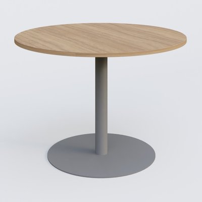 TABLES DE REUNION - Ronde - Table ronde diametre 110 cm avec pieds colonne centrale. Plateau Noyer et pietement Aluminium
