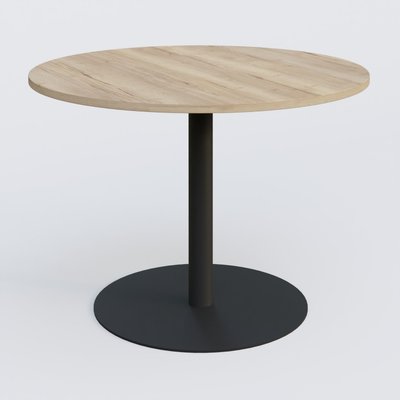 [Pas de famille] - [Pas de sous famille] - Table ronde diametre 110 cm avec pieds colonne centrale. Plateau Chêne naturel et pietement Noir Mat