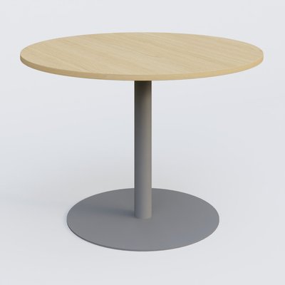 TABLES DE REUNION - Ronde - Table ronde diametre 100 cm avec pieds colonne centrale. Plateau Chêne clair et pietement Aluminium