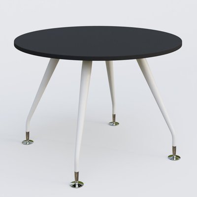[Pas de famille] - [Pas de sous famille] - Table ronde diametre 110 cm avec 4 pieds de la gamme K5. Plateau Noir Mat et pietement Blanc