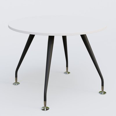 [Pas de famille] - [Pas de sous famille] - Table ronde diametre 110 cm avec 4 pieds de la gamme K5. Plateau Blanc et pietement Noir Mat