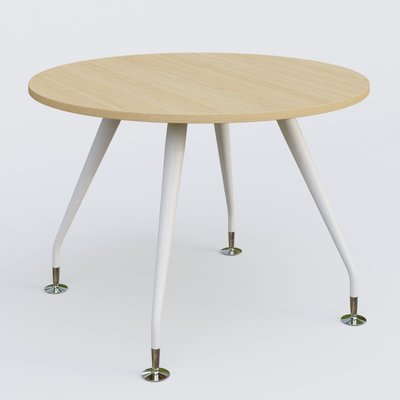 [Pas de famille] - [Pas de sous famille] - Table ronde diametre 110 cm avec 4 pieds de la gamme K5. Plateau Chêne clair et pietement Blanc