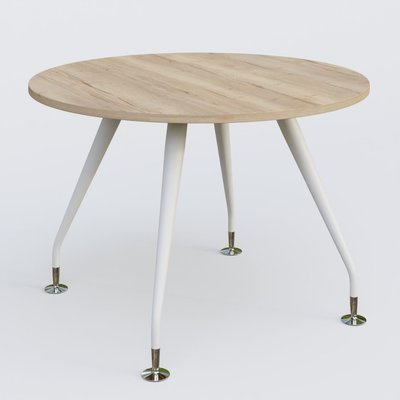 [Pas de famille] - [Pas de sous famille] - Table ronde diametre 110 cm avec 4 pieds de la gamme K5. Plateau Chêne naturel et pietement Blanc