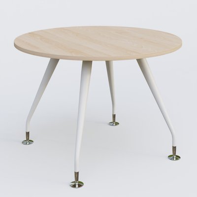 [Pas de famille] - [Pas de sous famille] - Table ronde diametre 110 cm avec 4 pieds de la gamme K5. Plateau Hêtre et pietement Blanc