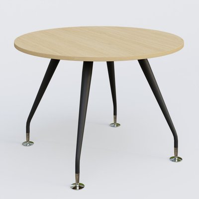 [Pas de famille] - [Pas de sous famille] - Table ronde diametre 110 cm avec 4 pieds de la gamme K5. Plateau Chêne clair et pietement Noir Mat