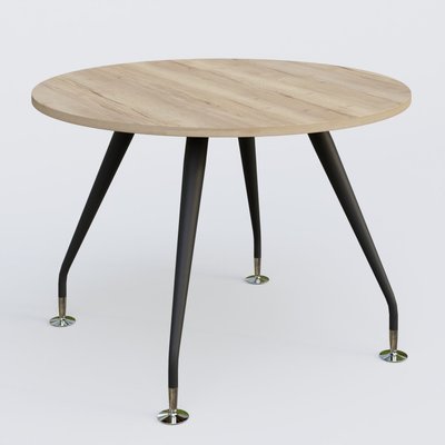 [Pas de famille] - [Pas de sous famille] - Table ronde diametre 110 cm avec 4 pieds de la gamme K5. Plateau Chêne naturel et pietement Noir Mat