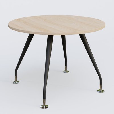 [Pas de famille] - [Pas de sous famille] - Table ronde diametre 110 cm avec 4 pieds de la gamme K5. Plateau Hêtre et pietement Noir Mat