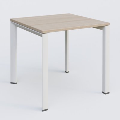 Gamme K7 - Plans droits - K7 plan droit 80*80 sur pieds fixe. Plateau Acacia et pietement Blanc