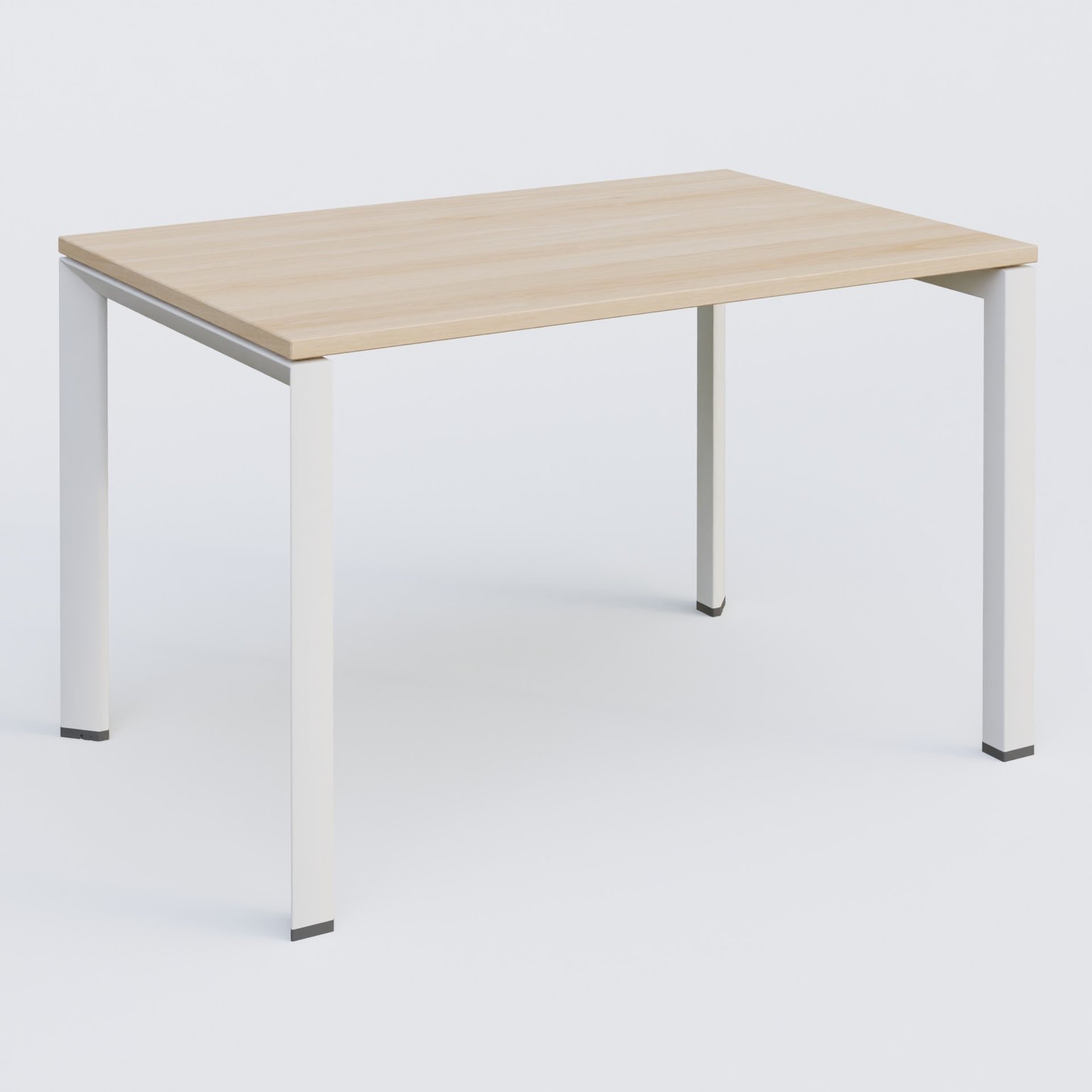 K7 plan droit 120*80 sur pieds fixe. Plateau Hêtre et pietement Blanc