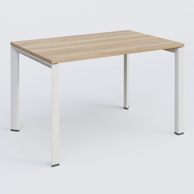 [Pas de famille] - [Pas de sous famille] - K7 plan droit 120*80 sur pieds fixe. Plateau Chêne naturel et pietement Blanc