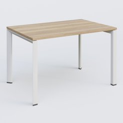 [Pas de famille] - [Pas de sous famille] - K7 plan droit 120*80 sur pieds fixe. Plateau Chêne naturel et pietement Blanc