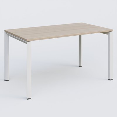 Gamme K7 - Plans droits - K7 plan droit 140*80 sur pieds fixe. Plateau Acacia et pietement Blanc