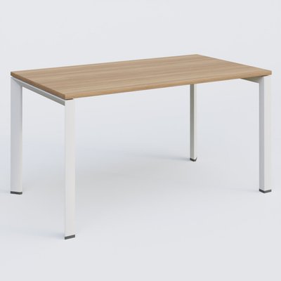 [Pas de famille] - [Pas de sous famille] - K7 plan droit 140*80 sur pieds fixe. Plateau Noyer et pietement Blanc