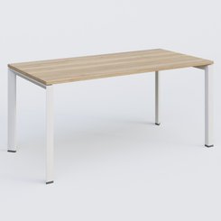 [Pas de famille] - [Pas de sous famille] - K7 plan droit 160*80 sur pieds fixe. Plateau Chêne naturel et pietement Blanc