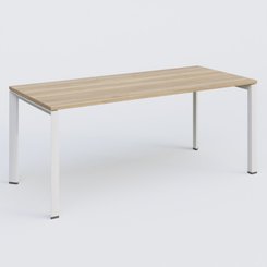 [Pas de famille] - [Pas de sous famille] - K7 plan droit 180*80 sur pieds fixe. Plateau Chêne naturel et pietement Blanc