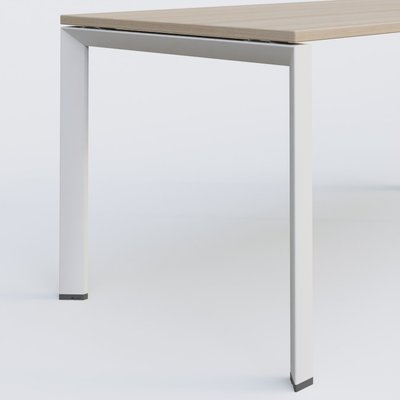 Gamme K7 - Plans droits - K7 plan droit 160*80 sur pieds fixe. Plateau Acacia et pietement Blanc